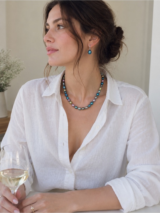 QVC Jewelry - Freshwater Pearl Necklace and Stud Earrings Set